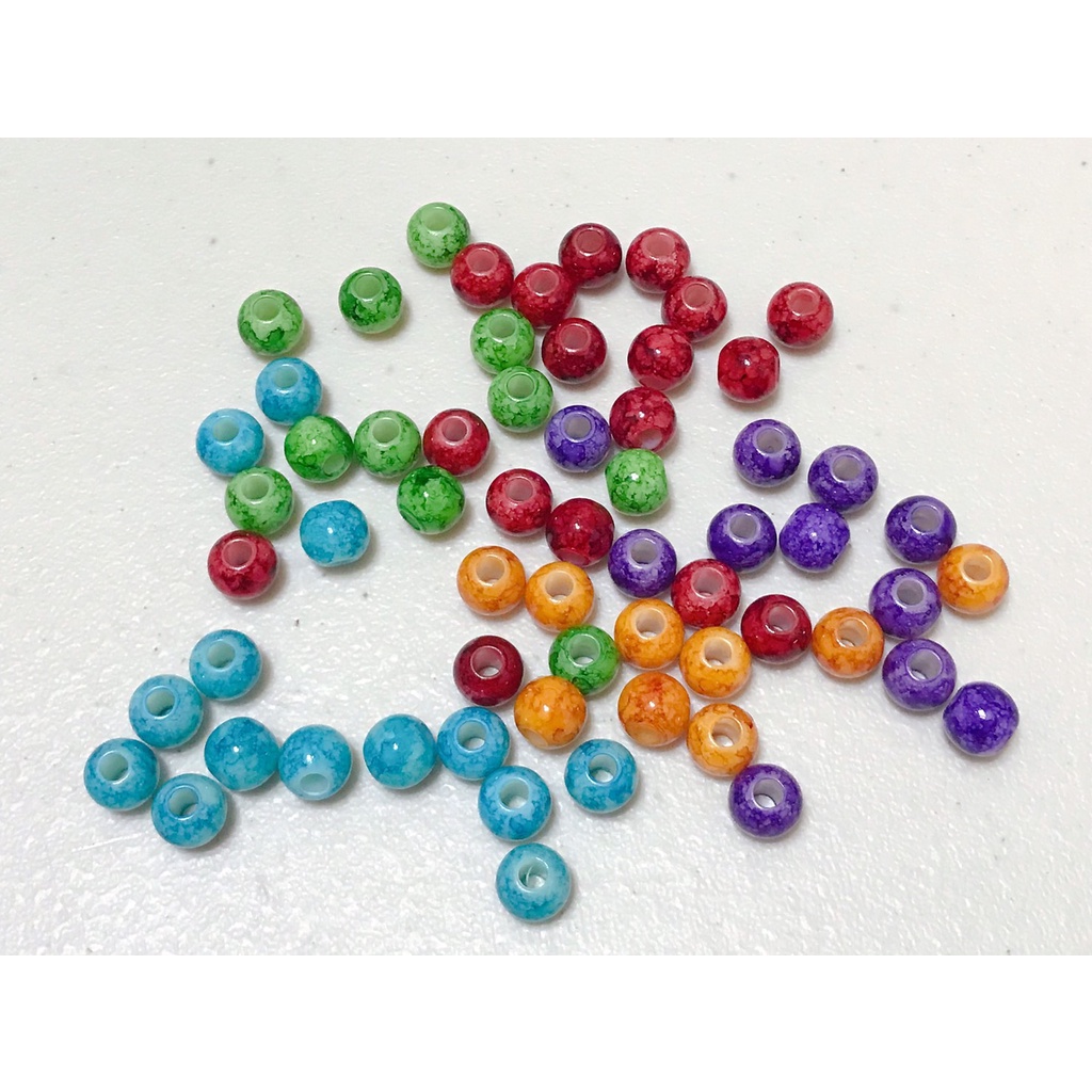 8mm水雲珠,大洞珠(橘色.綠色.暗紅.水藍.紫色.混色)(洞徑約3mm) 1顆1元/半兩70元(可穿過中國結當上下珠)