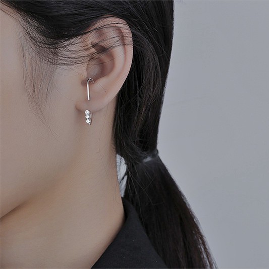 SuperM❤韓國耳環 微鑽J形兩戴耳環【KE1489】針式耳環/貼耳耳環