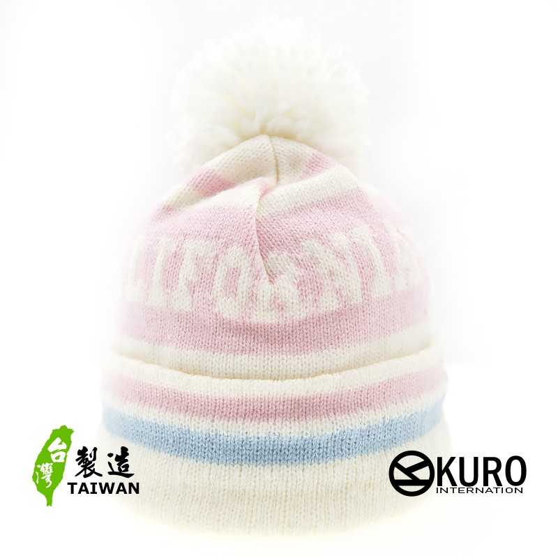 KURO-SHOP秋冬新品 粉紅色星星圖案球球針織帽