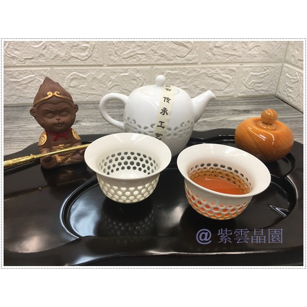 青花玲瓏茶具組 好茶就該配好茶具 喝出玲瓏剔透心【紫雲晶園 實體店面】