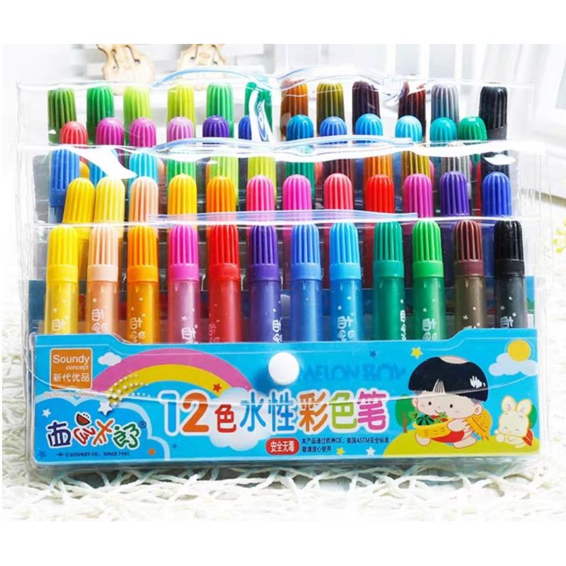 12色彩色筆 24色彩色筆 西瓜太郎 彩繪 可水洗 彩色筆 無毒 兒童彩色筆