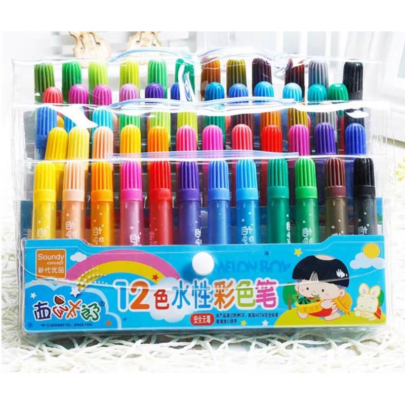 12色彩色筆24色彩色筆西瓜太郎彩繪可水洗彩色筆無毒兒童彩色筆 蝦皮購物