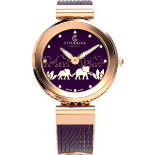 CHARRIOL 夏利豪 FE32A02013 FOREVER 野生動物裝飾腕錶 / 紫面 32mm