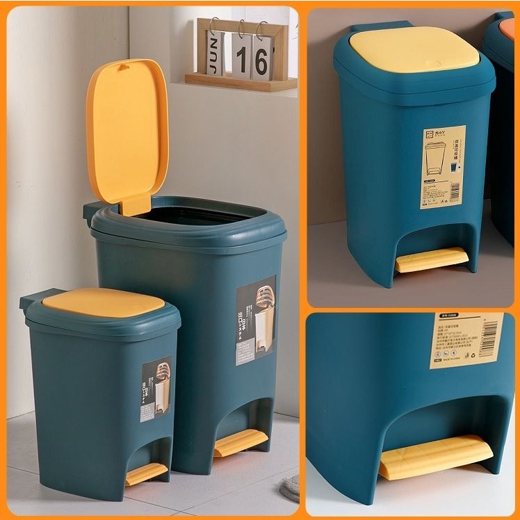 【WNC生活】10L/15L雙開式垃圾桶 腳踏按壓式垃圾桶 家用垃圾桶 防異味家用垃圾桶 垃圾桶