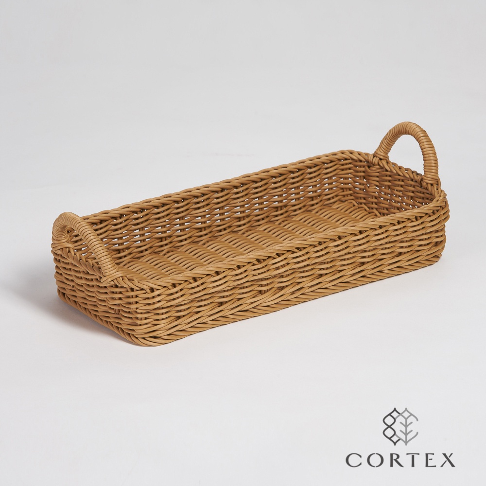 CORTEX 麵包籃 仿籐籃 附手把長型W41 卡其色