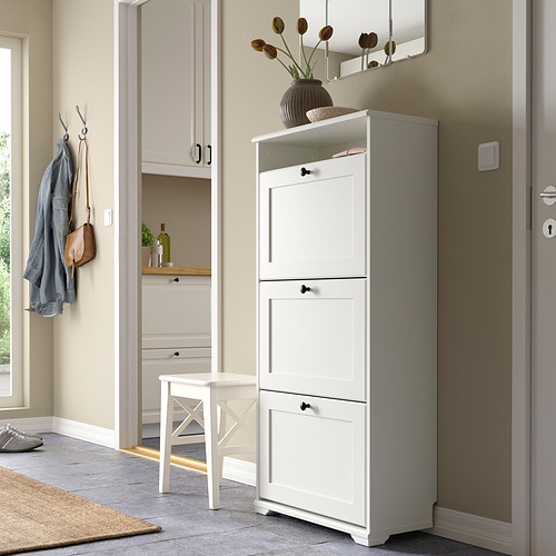 北歐風格經典IKEA宜家BRUSALI三格鞋櫃收納櫃抽屜櫃置物櫃邊櫃/白色/130x30x61/二手八成新/特$1780