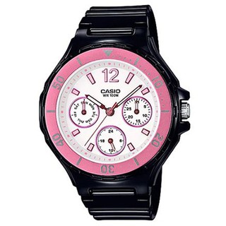 【CASIO】潛水風時尚運動錶-黑X白麵X粉圈(LRW-250H-1A3)正版宏崑公司貨