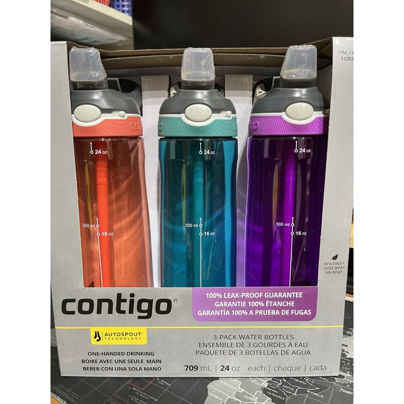 好市多購入Contigo 美國康迪克 吸管水壺（3瓶一組）-709ml