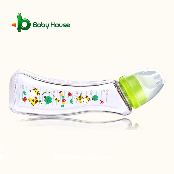 FeeBee 彎角玻璃奶瓶 240ml - 歡樂牧場 彎頭弧形.防嗆設計[ Baby House官方商城 ]