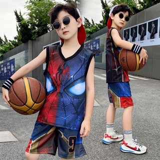 【現貨速發】男童夏裝套裝中大童兒童蜘蛛俠速乾衣夏季運動籃球服