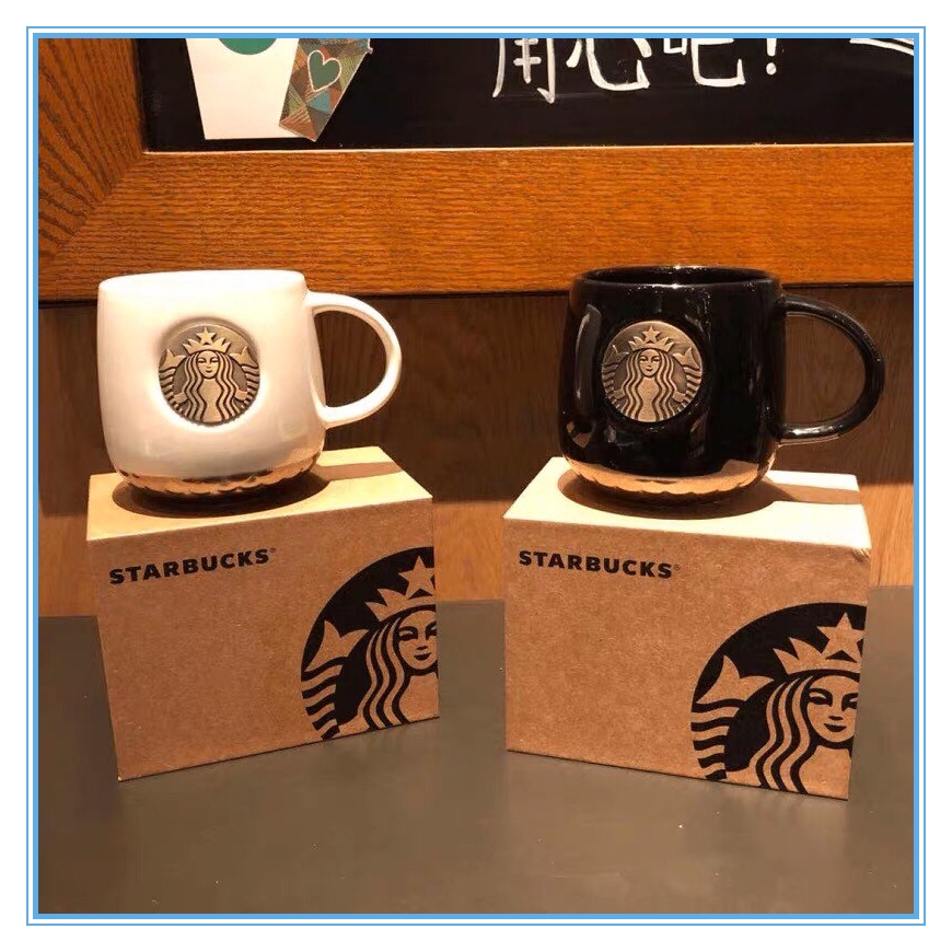 星巴克 Starbucks藍色魚尾銅牌杯 馬克杯 禮盒 復古馬克杯 陶瓷杯咖啡杯 生日禮物