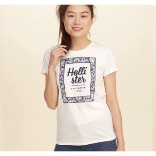 Hollister Embroidered Logo Graphic Tee 白色素T