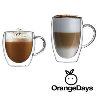 耐熱雙層玻璃馬克杯⟪Orange Days⟫ ⭐️現貨促銷出清⭐️咖啡杯 雙層玻璃杯 雙層馬克杯