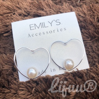 全新 EMILY’S韓國心型珍珠耳環