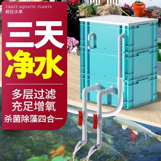 【戶外魚池過濾器】【魚缸過濾盒 】 周轉箱大型魚池三天淨水 室內魚池水循環系統過濾箱魚缸過濾盒上濾裝置魚池水循環系統沼澤