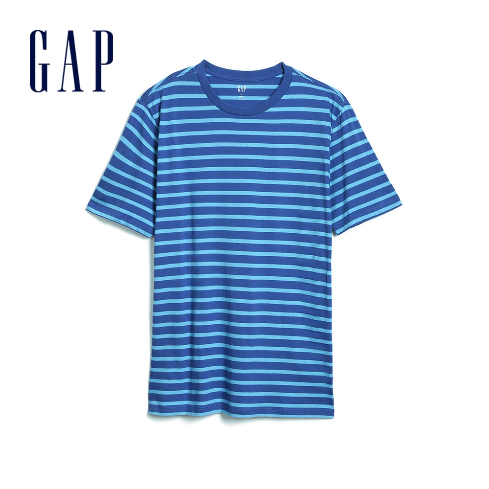 Gap 男裝 清爽條紋圓領短袖T恤-藍色條紋(580031)