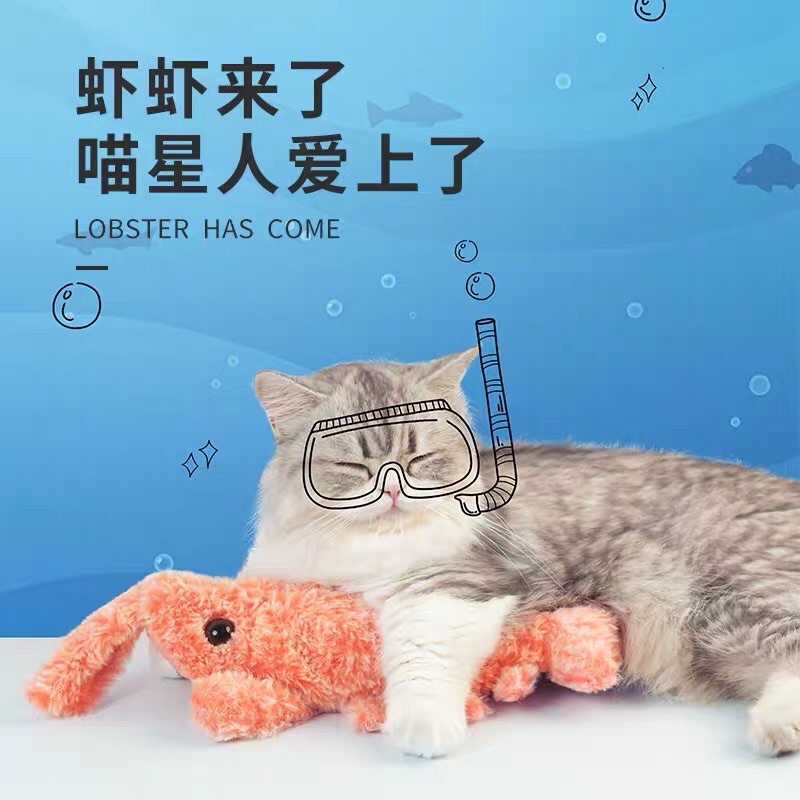 ⇤刺刺貓⇥ 現貨免運 12hr🔜快速出貨 ✨波斯頓大龍蝦🦞USB充電貓咪電動逗貓玩具