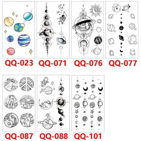 10 QQ 宇宙 銀河系 太空 表演造型 紋身貼紙 能貼在 安全帽 汽機車上 皮膚 口罩 陶器金屬 玻璃 手機殼