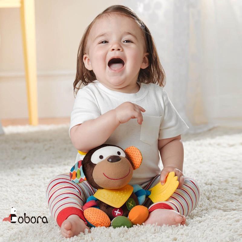 BOBORA 嬰兒搖鈴 毛絨動物移動玩具 安撫玩具 嬰兒推車挂件寶寶0-3-6個月床鈴搖鈴毛絨小男女孩安撫益智玩具1歲