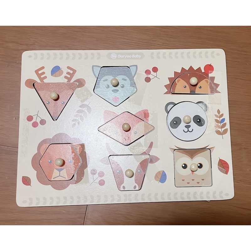 (保留yy306760)二手 韓國goryeobaby嬰幼早教玩具寶寶益智學習數字 動物幾何形狀木製拼板教具
