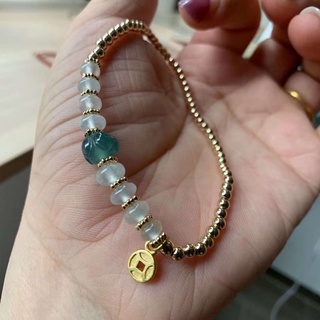 售出展示，翡翠手鍊，天然A貨，小燈泡多寶鼓珠，5.6-3.8左右 中間蓮花珠，冰危藍（瓜料）