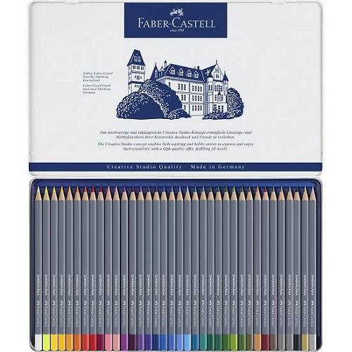Faber-Castell水性色鉛筆藍色精緻鐵盒裝36色組 *114236