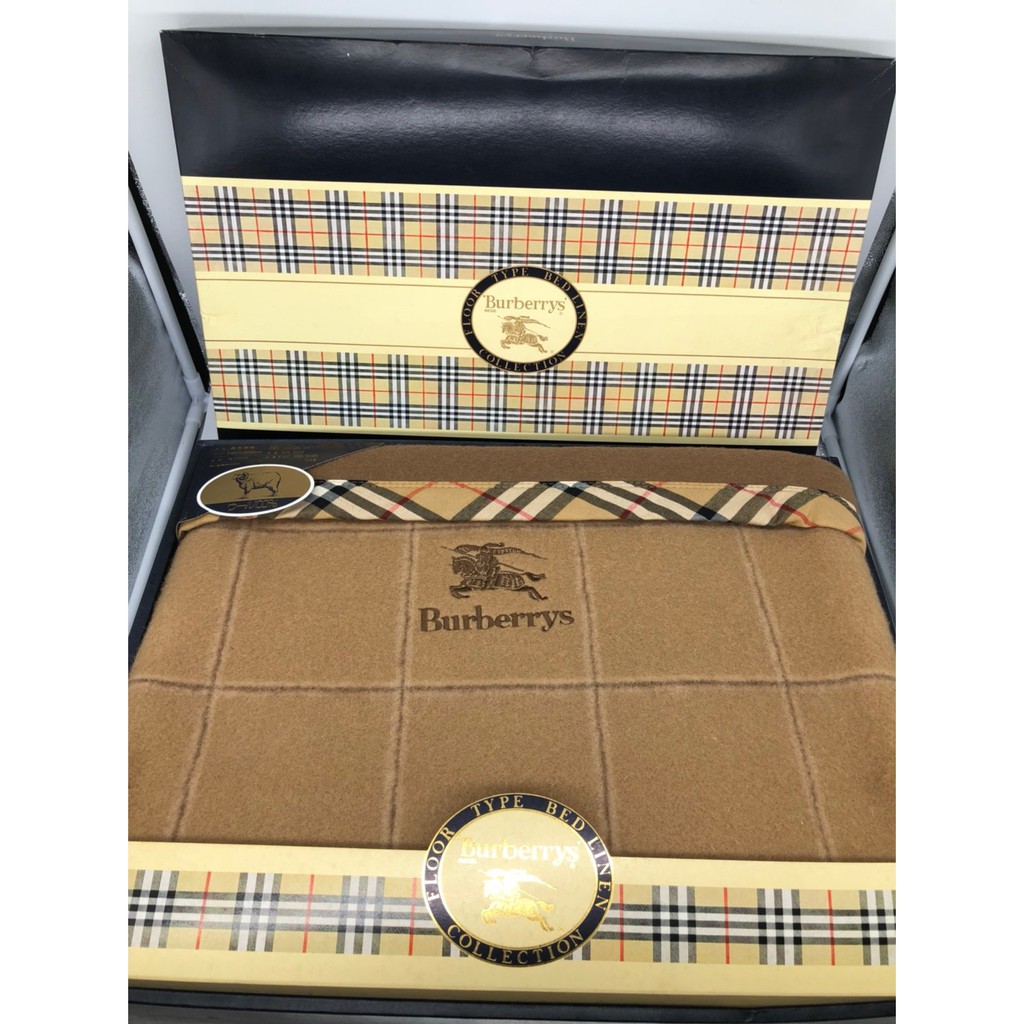 BURBERRY 100% 羊毛 純羊毛毯 毯子 禮盒 駝色 正品