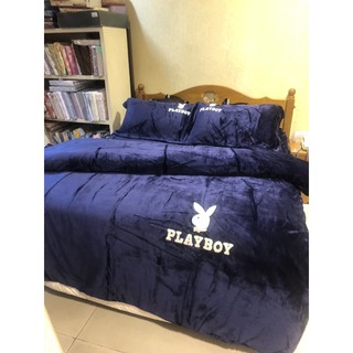 【法夢生活➕】 Playboy正品/360度鬆緊帶/素色/法蘭絨四件組/被套/床包/標準床/加寬床/加長床加高/35cm