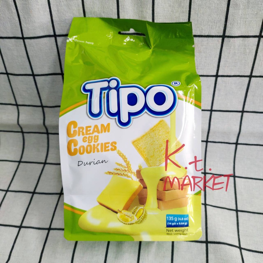 越南🇻🇳 Tipo 雞蛋吐司餅 餅乾 durian 榴槤口味 135g cream egg cookies
