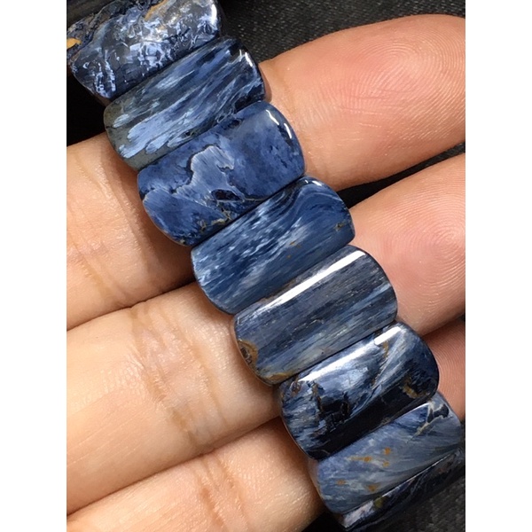 H2 頂級 燕尾板 納米比亞 藍色風暴 火彩強 寬：18.3m  藍彼得石手排 彼得石 藍彼得石