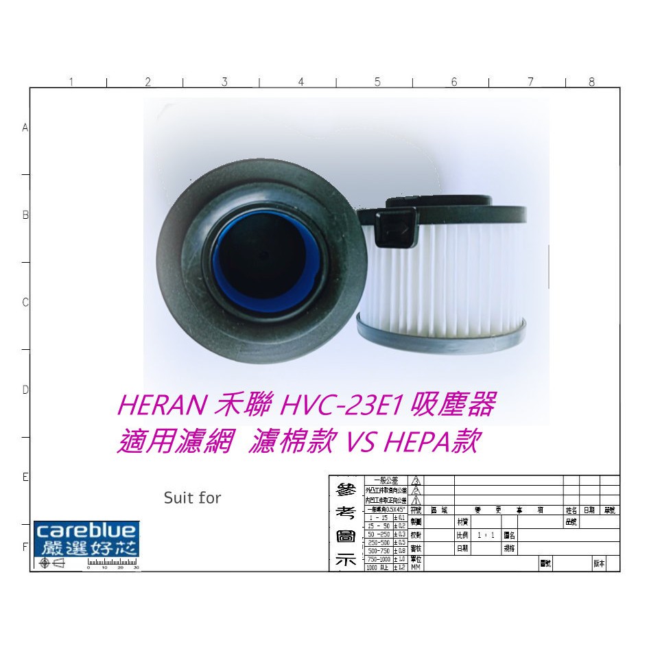 現貨 副廠 適 HERAN 禾聯 HVC-23E1 SVC-23E2 濾網 濾心 HEPA 濾棉款 吸塵器 配件