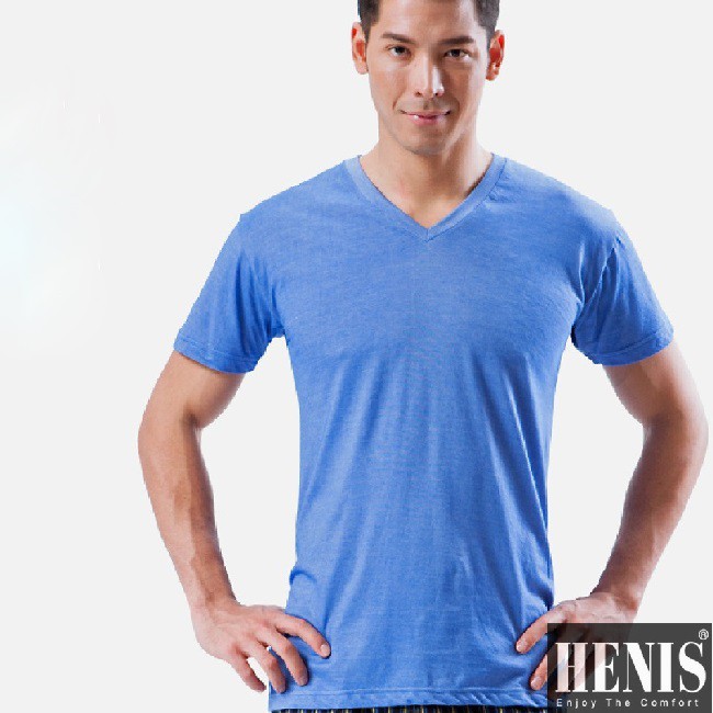 HENIS 1件時尚型男快乾棉彩色短袖衫 隨機取色HS514