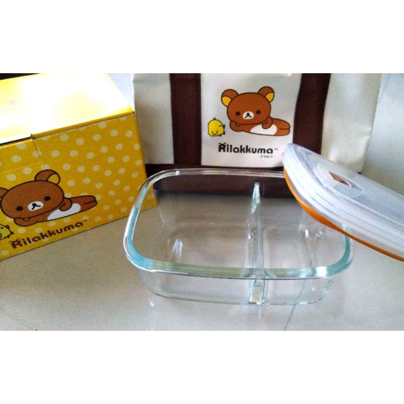 拉拉熊玻璃分隔保鮮盒+保溫袋
