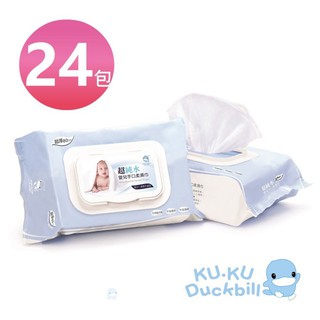 【KU.KU. 酷咕鴨】超純水嬰兒手口柔濕巾80抽(24入)