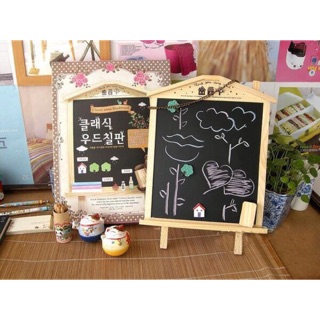 創意桌面木質小黑板 可愛房子磁性留言板