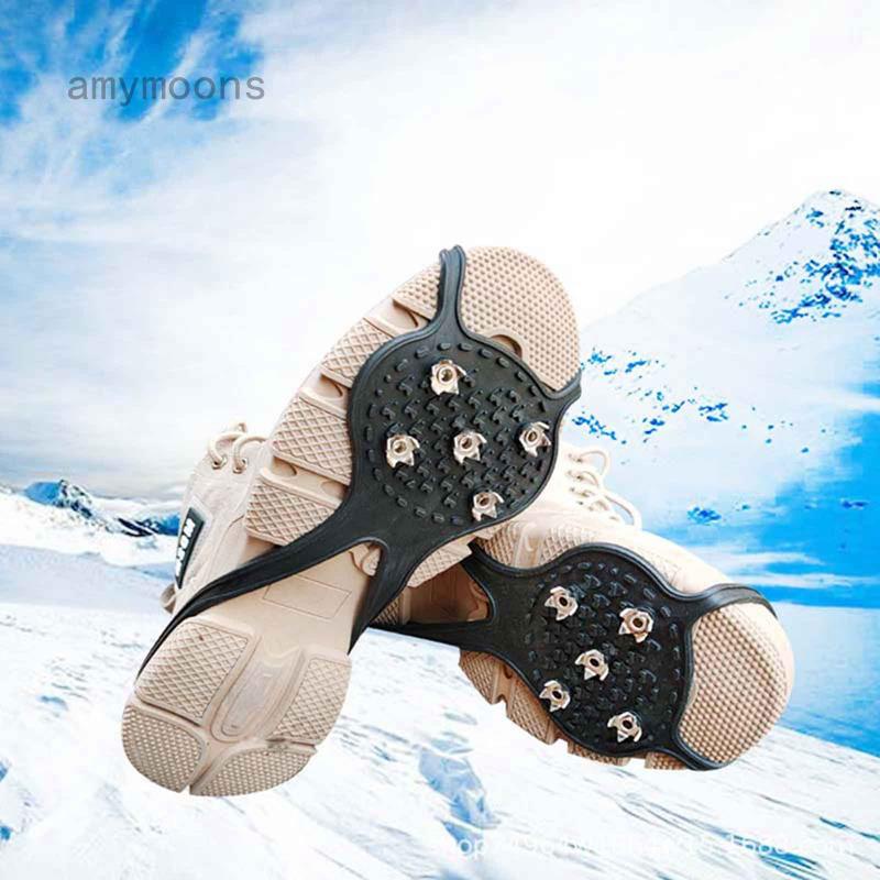 台灣直發 戶外矽膠鞋套防滑冰地雪地攀巖鞋釘登山雪爪簡易5齒冰爪