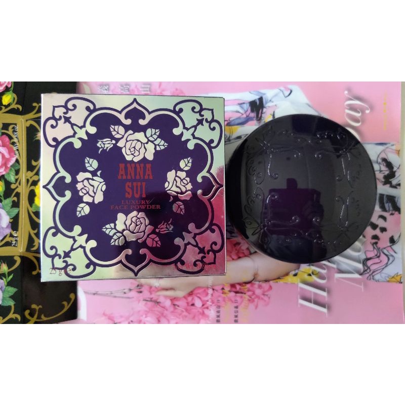 ANNA SUI 安娜蘇 銀燦薔薇蜜粉盒 二手空盒 產地日本 可當收納盒 飾品小物盒 有外紙盒 但外紙盒不若新