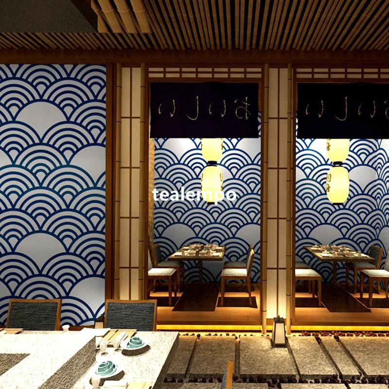 Tealempo 和風墻紙日系裝修日式風格個性海浪浮世繪壁紙壁纸墙纸壁贴墙贴居家翻新 蝦皮購物