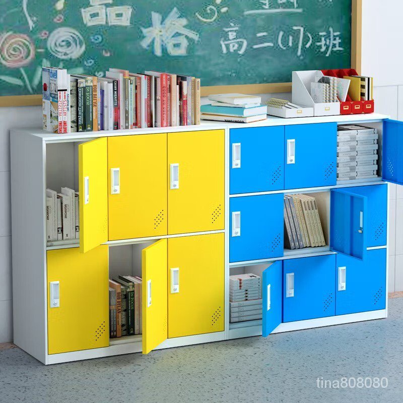 辦公學校敎室學生幼兒園彩色書包櫃 帶鎖儲物存包櫃 鐵皮收納更衣櫃