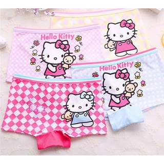 女童平角內褲 Hello Kitty 圖案 4 件透氣兒童內衣不縮水