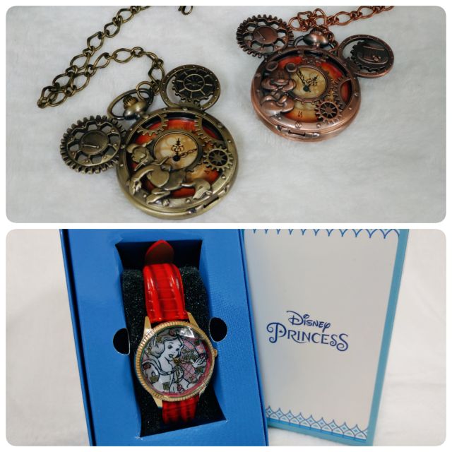 迪士尼造型懷錶 共兩款 唐老鴨 米奇 古銅金 復古風 白雪公主兒童造型手錶 日本空運來台 迪士尼正版