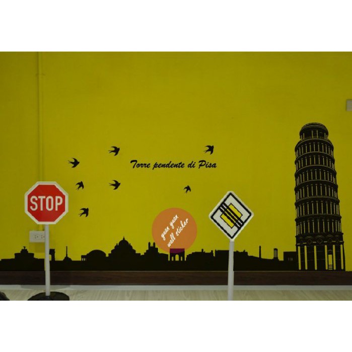 【源遠】義大利-比薩斜塔風情【C-23】壁貼 設計 羅馬 高塔 異國街景 城市 地中海 燕子