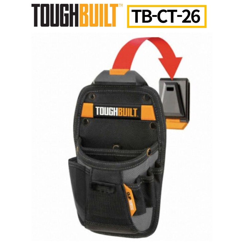 Toughbuilt 工具帶 TB-CT-26 通用袋 - 8 個口袋/環、定制捲尺夾、螺絲刀鉛筆環高級收納袋緊湊尺寸