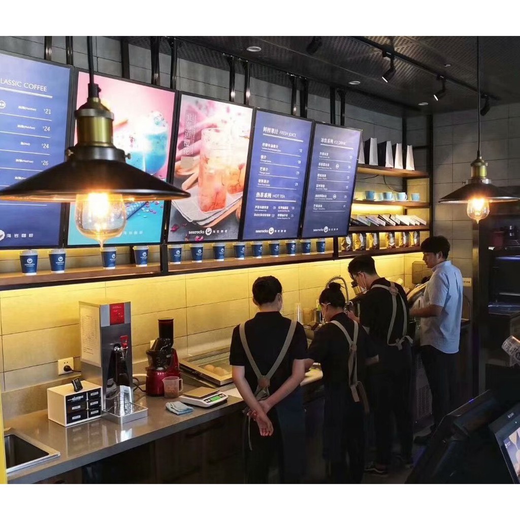超薄電視燈箱看板掛牆式奶茶店點餐功能表吊掛門頭磁吸led燈懸掛 蝦皮購物