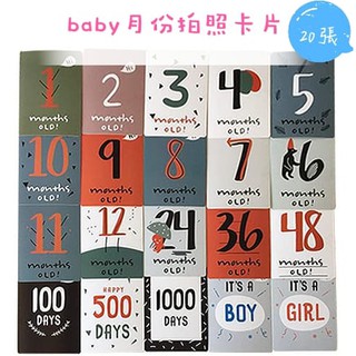 ✨Tiffy✨寶寶月份拍照卡片 嬰兒新生兒 成長紀錄卡片 寶寶出生月份天數 拍攝道具 寶寶寫真 拍照道具 拍照背景紀念卡