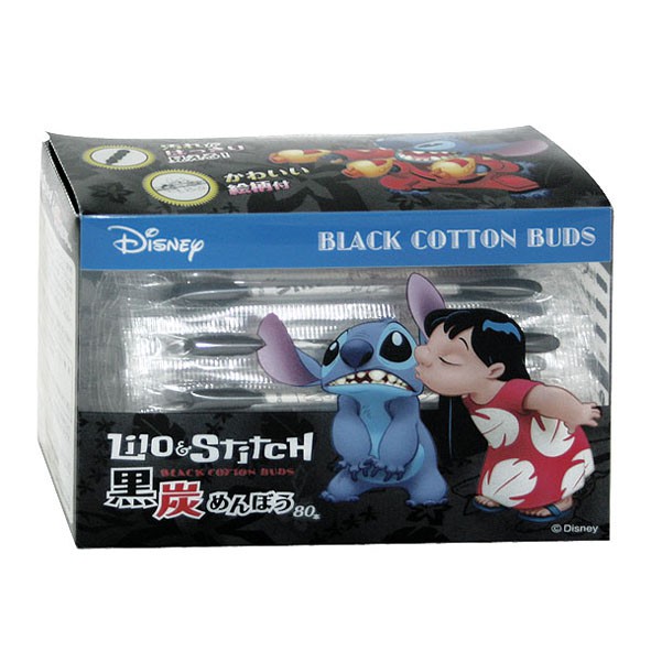 山洋 迪士尼 Disney 史迪奇單支裝黑炭棉棒 80支 akachan 阿卡將 西松屋 公司貨 日本必買