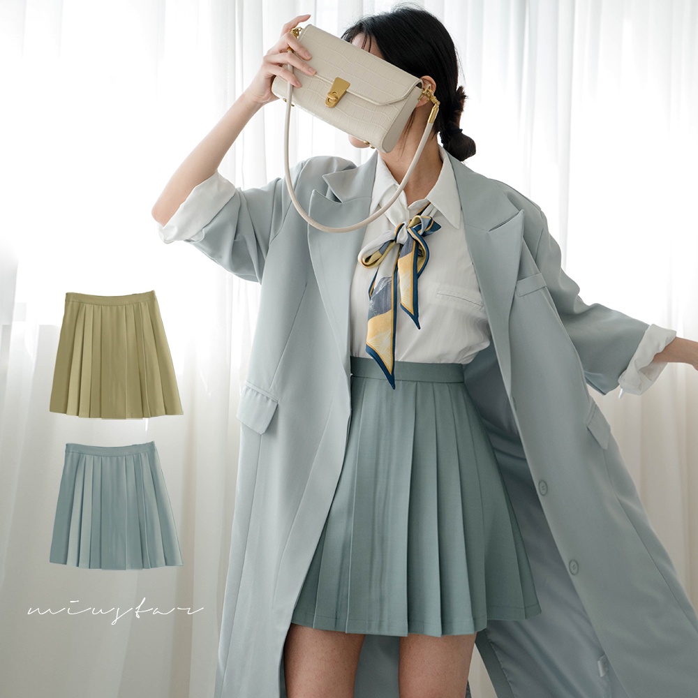 MIUSTAR 氣質韓系 西裝布百褶短褲裙(共2色，S-L) 0315 預購【NL0752】