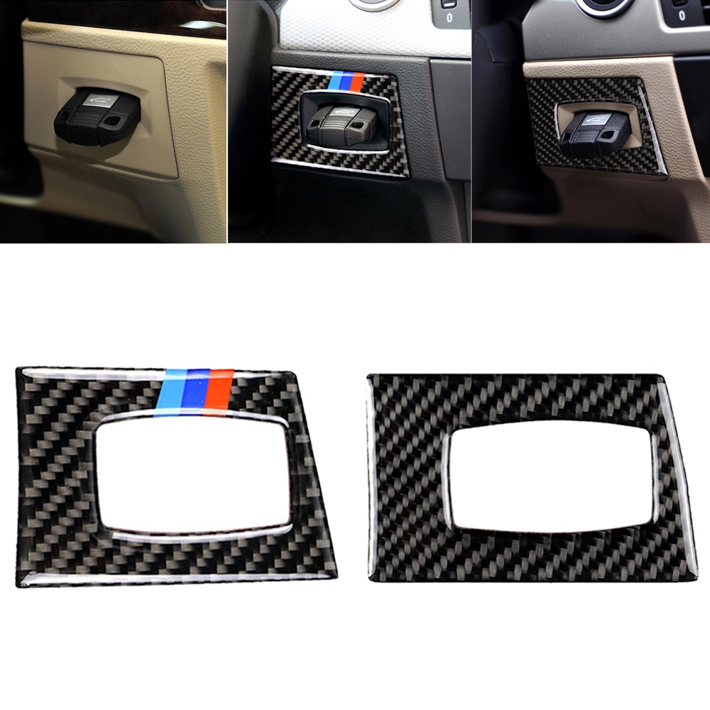 適用於 BMW E90 E92 E93 2005-2012 M 真碳纖維卡夢汽車內飾點火開關鑰匙孔貼紙