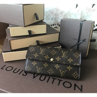 《 LV 》正品 經典 Monogram 漂亮耐用絕版長夾／發財包 M61734 請詳閱敘述 實拍 ～