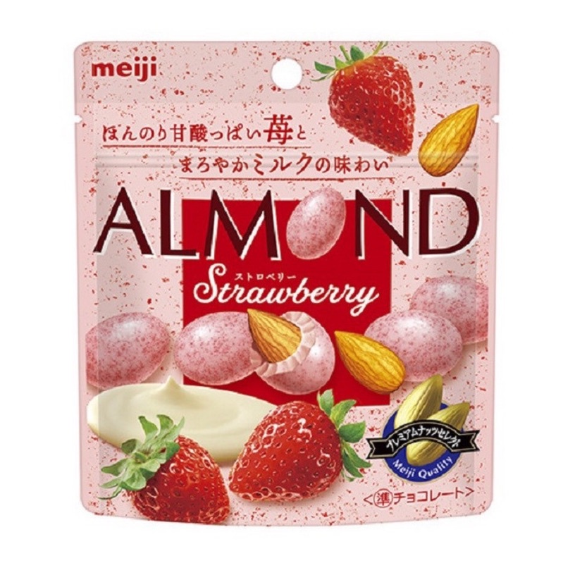 日本 明治 meiji ALMOND 杏仁草莓巧克力 夾鏈袋裝